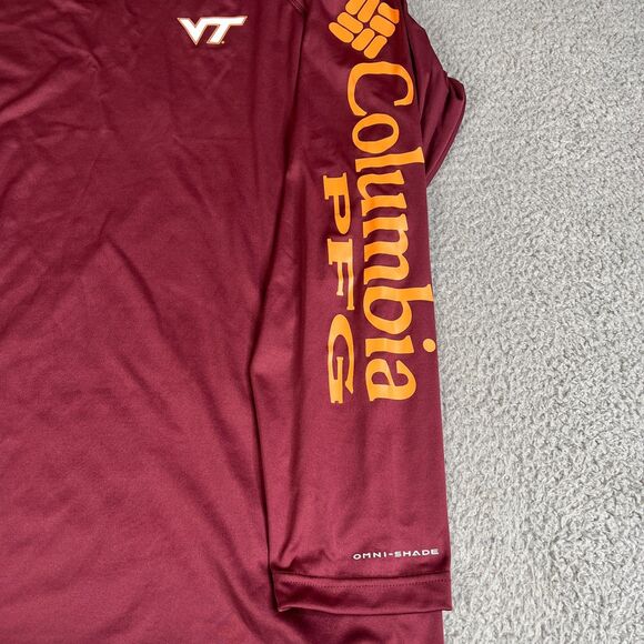 Columbia Virginia Tech Hokies Shirt Mens Large Long Sleeve PFG Omni Shade - Picture 4 of 12
